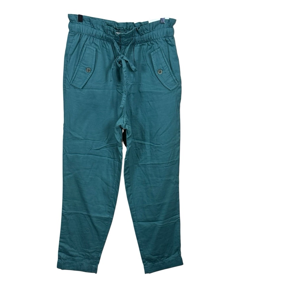 Loft Women's Green High Rise Straight Cotton Pants Size Medium NWT